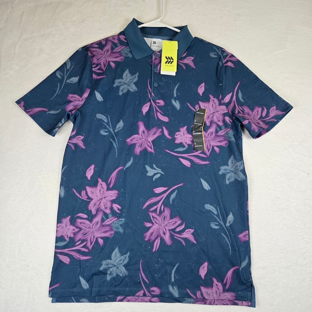All in Motion Polo Shirt Mens Moisture Wicking Floral Golf Shirt Small 0643 - Picture 2 of 10